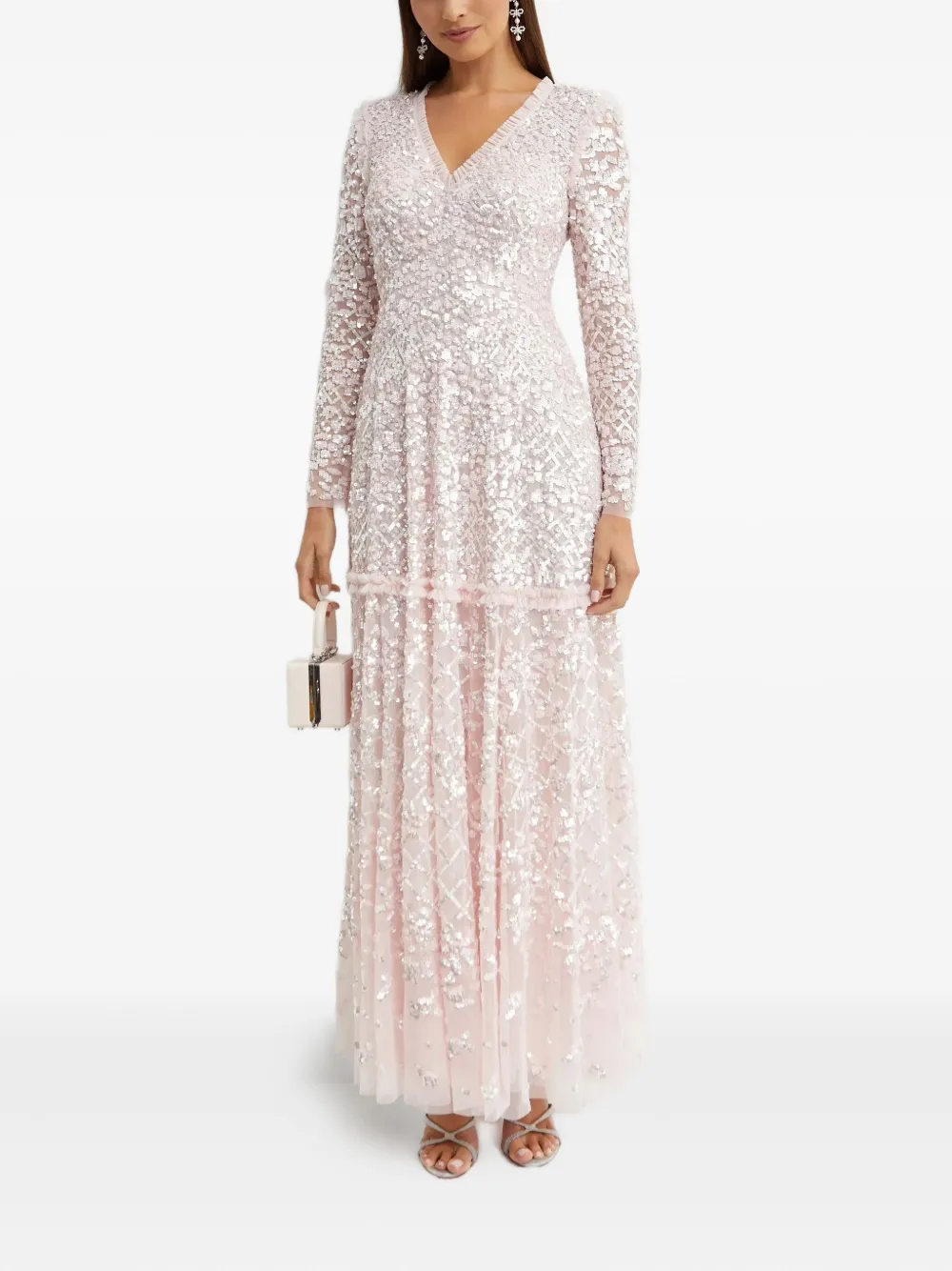 Needle & Thread Isabella Diamond Sequinned Maxi Dress In Pink