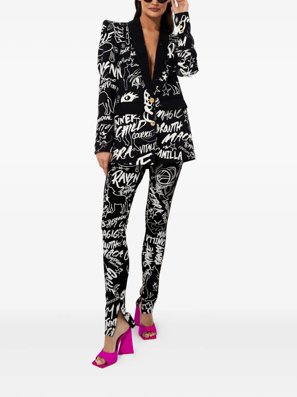 Camilla Spirit Scribble high-waisted trousers - Zwart