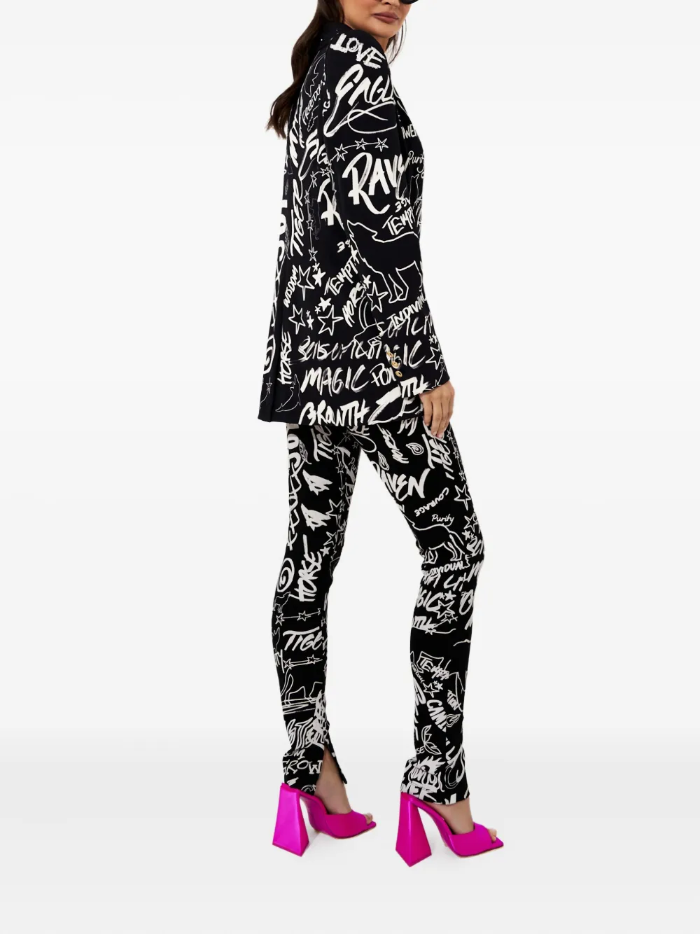 Camilla Spirit Scribble high-waist broek Zwart