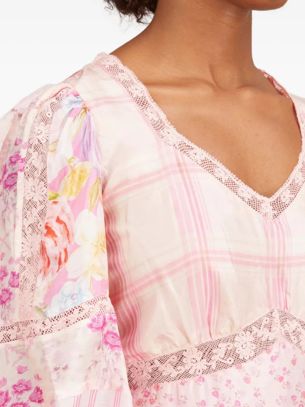 LoveShackFancy Sienne mini-jurk met ruches Roze