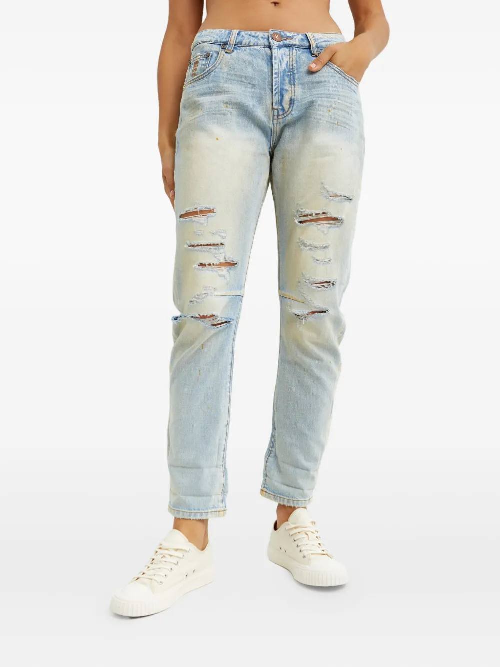 One Teaspoon Gerafelde jeans met vijf zakken Blauw