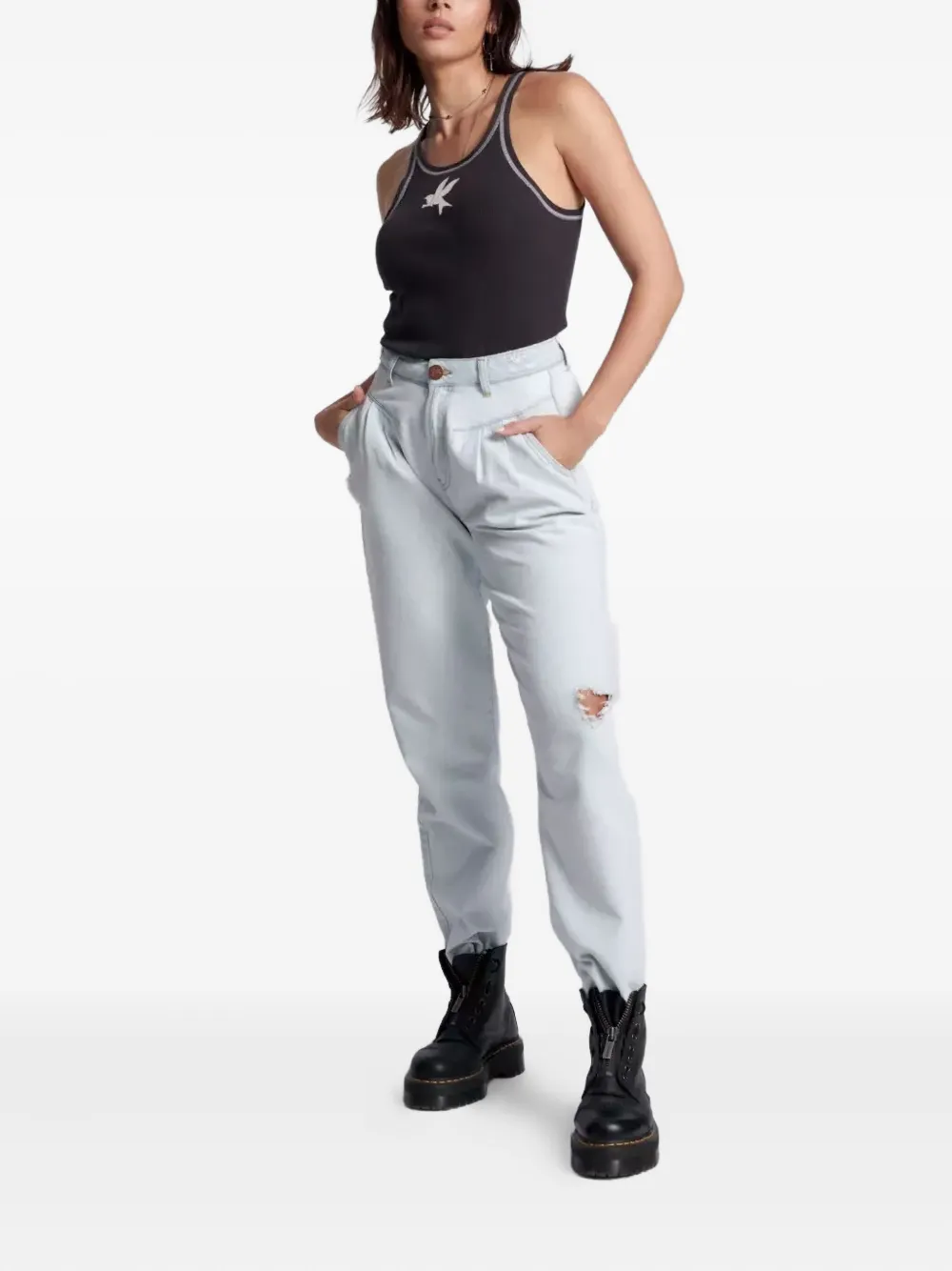 One Teaspoon Streetwalkers gerafelde high-waist jeans Blauw