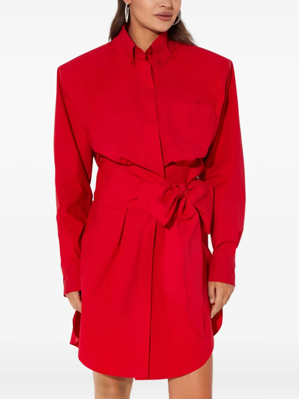 Alexandre Vauthier Mini-blousejurk met gestrikte taille Rood