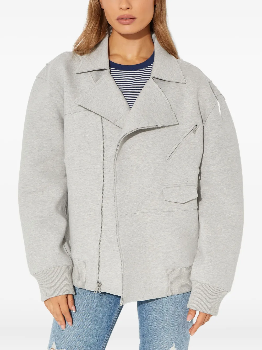 Norma Kamali Zipped Bomber Jacket In Gray