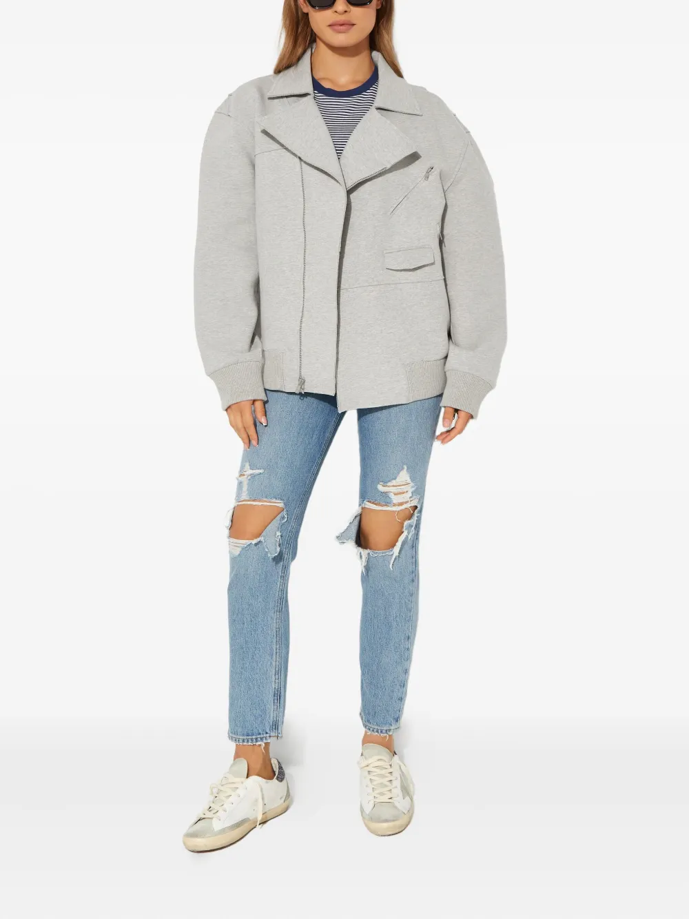 Norma Kamali Zipped Bomber Jacket In Gray