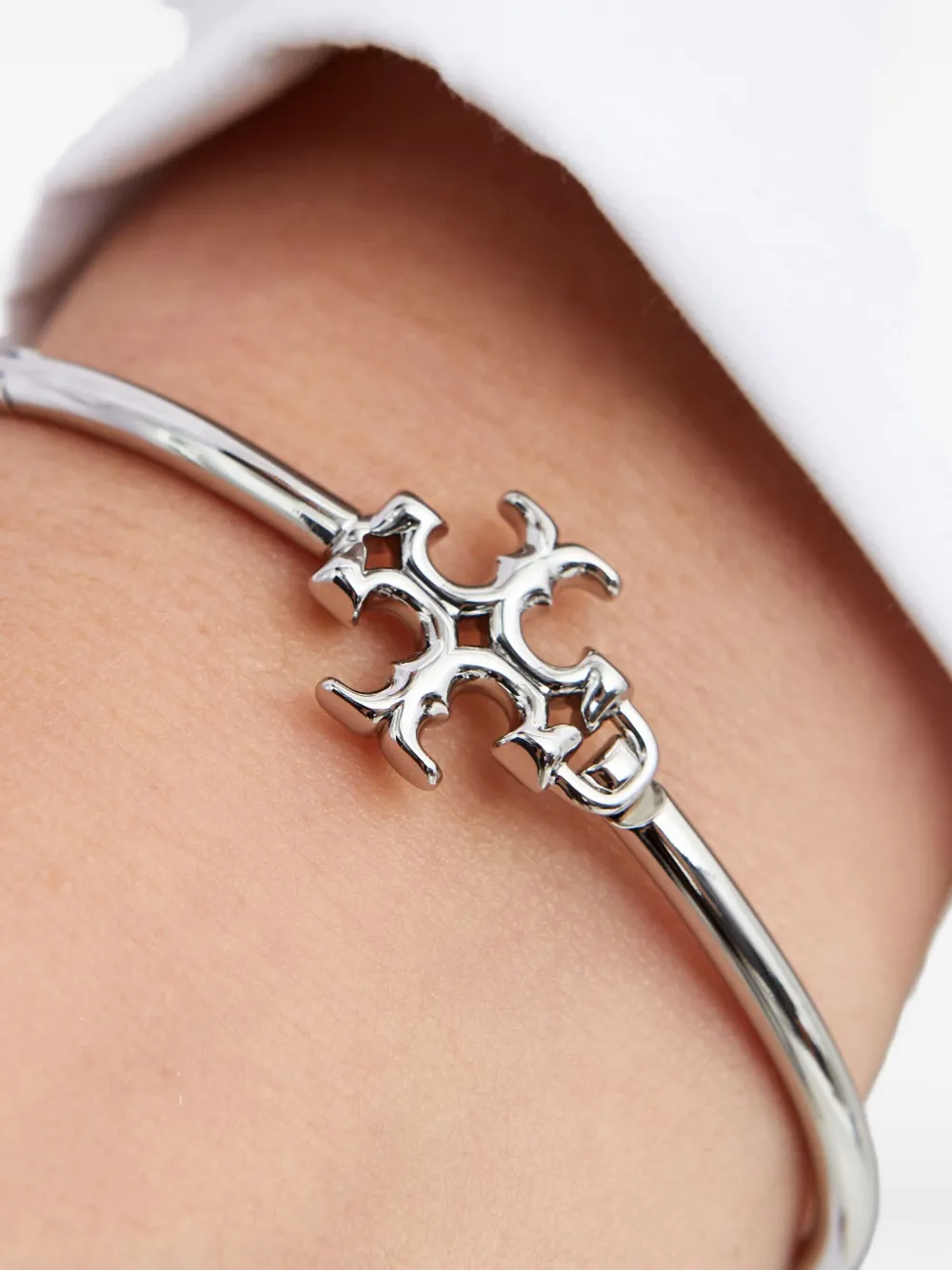 Tory Burch Eleanor Double-t Bracelet In Silver