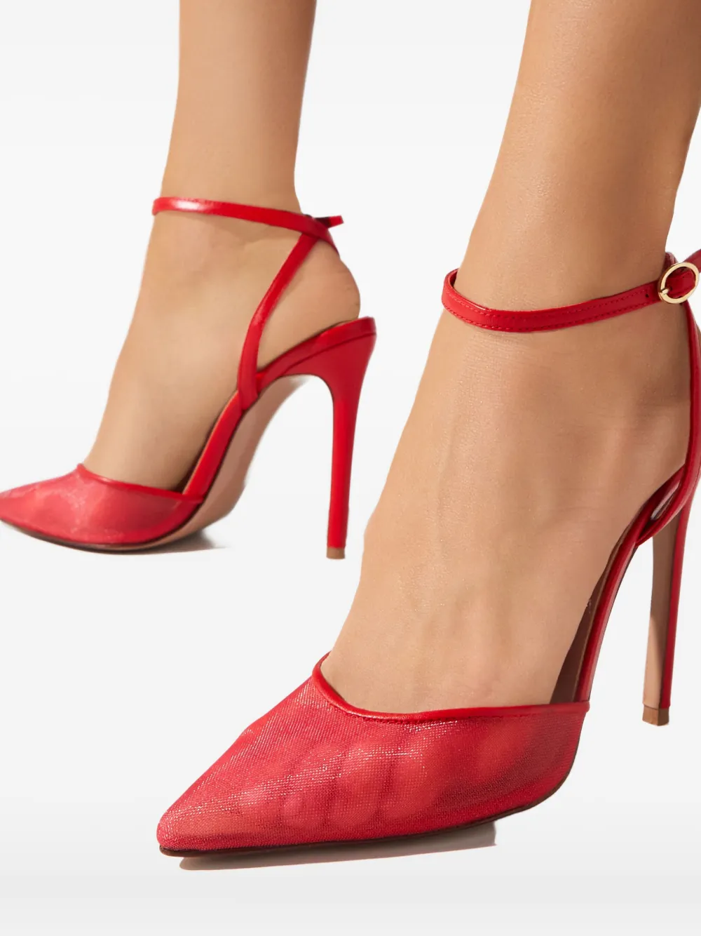 Andrea Wazen 105mm Denver Ankle-strap Pumps In Red