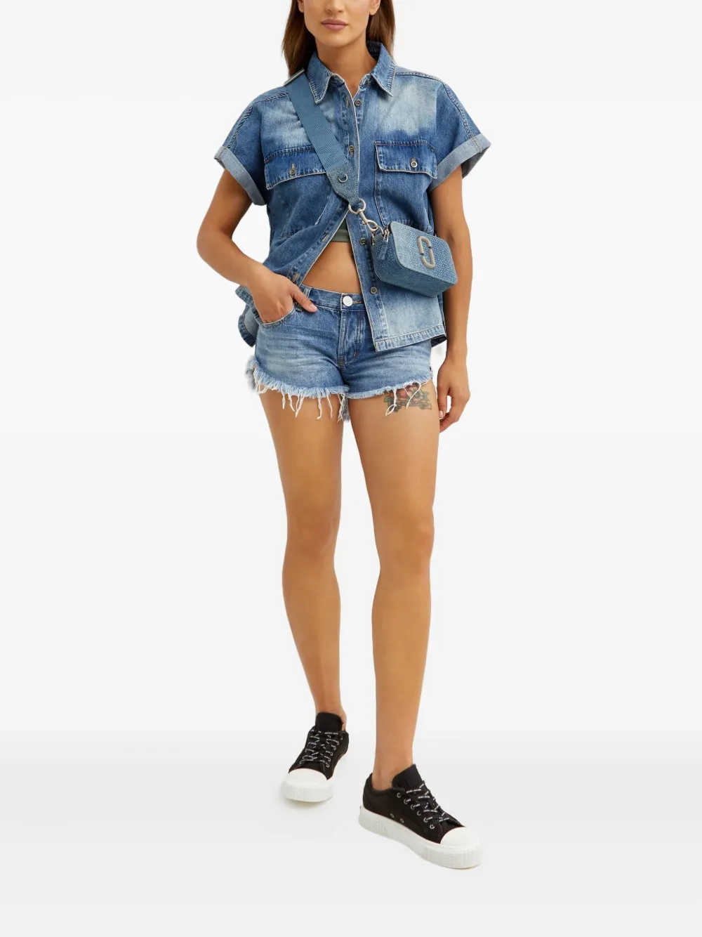 One Teaspoon Dukes frayed denim shorts - Blauw