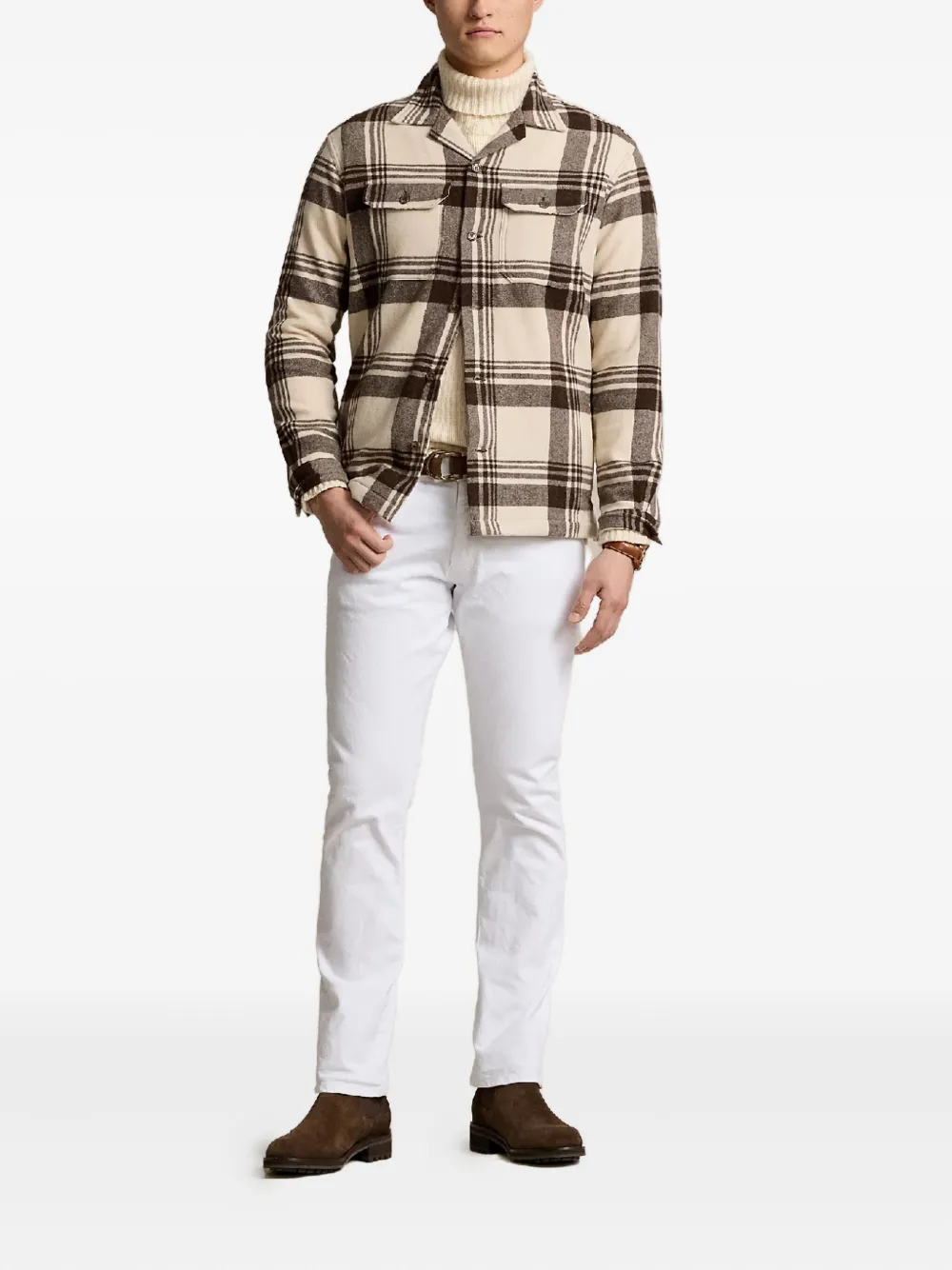 Polo Ralph Lauren Geruit overhemd met knopen Beige