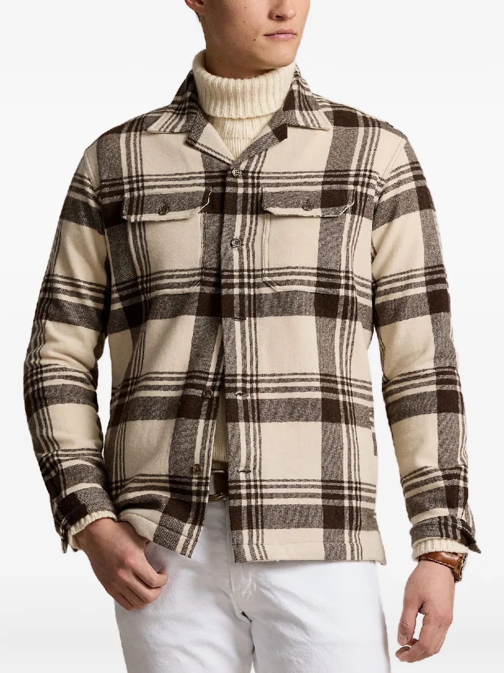 Polo Ralph Lauren Geruit overhemd met knopen Beige