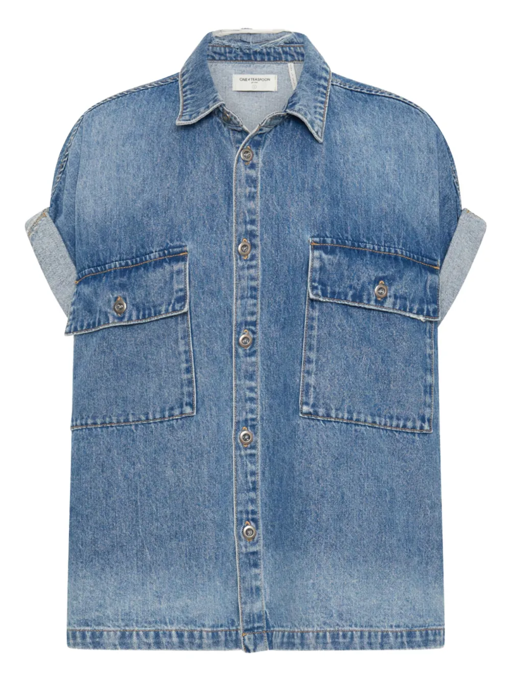 One Teaspoon Buttoned Flap-pocket Shirt In Blue