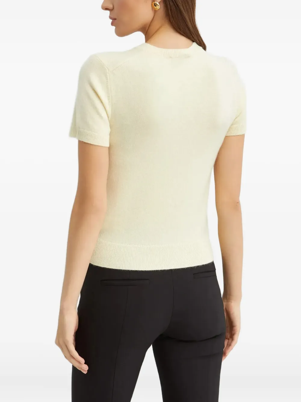 Vince Ribbed Short-sleeve Knitted T-shirt In Neutral
