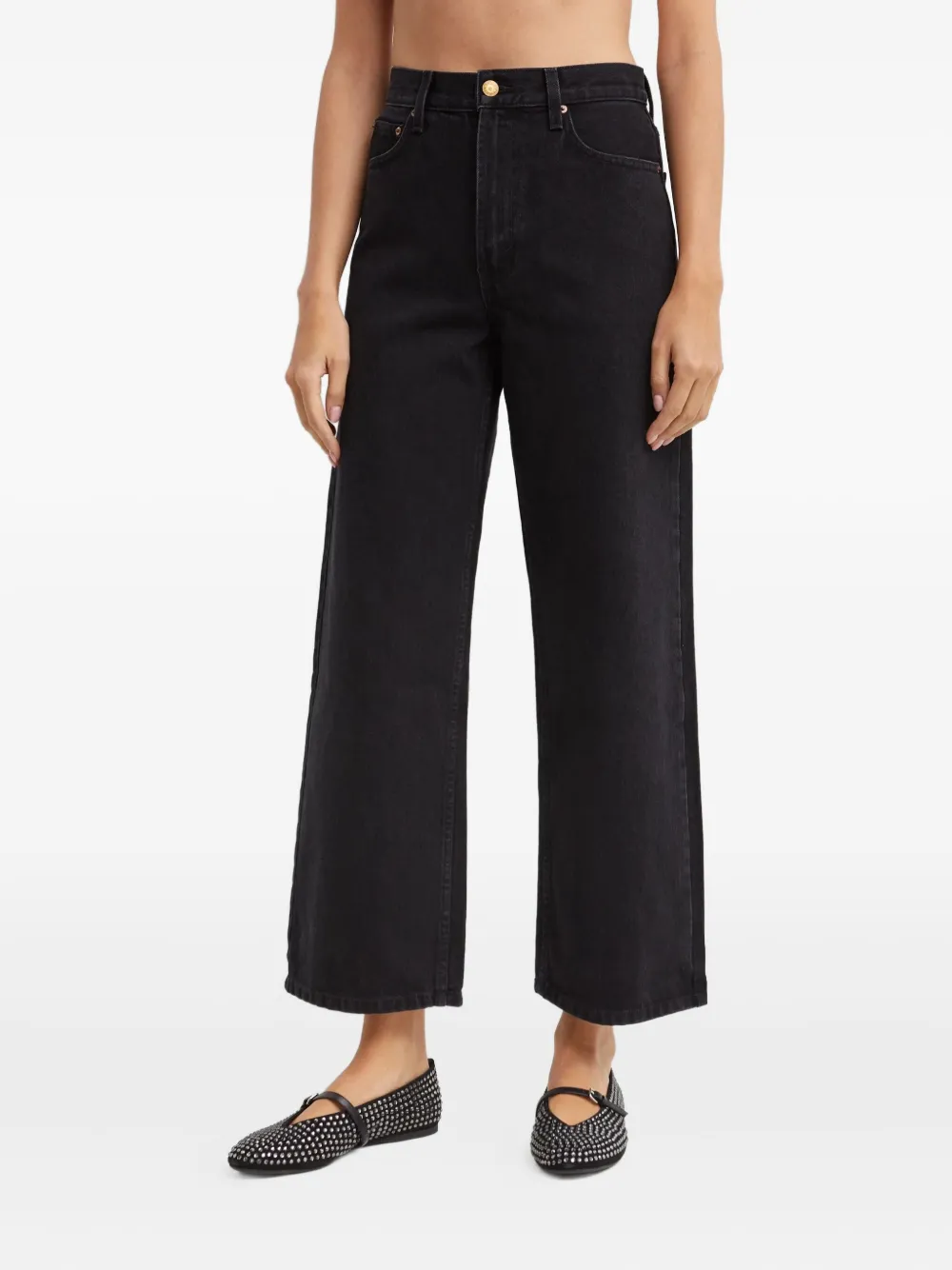 B Sides Elissa Wide-leg Cotton Jeans In Black