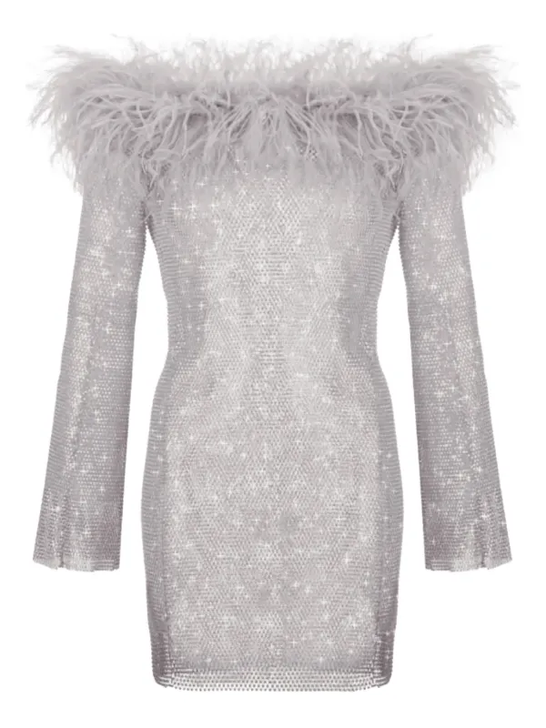 Santa Brands Crystal Embellished Mini Dress - Grey