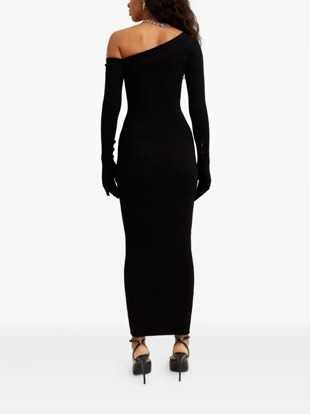 Jean Paul Gaultier Ribbed-knit Maxi Dress In Black