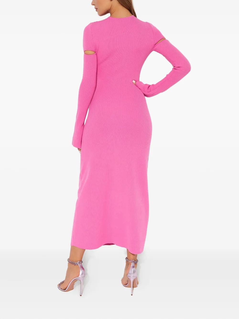 Mach&mach Camille Cut-out Crystal Midi Dress In Pink