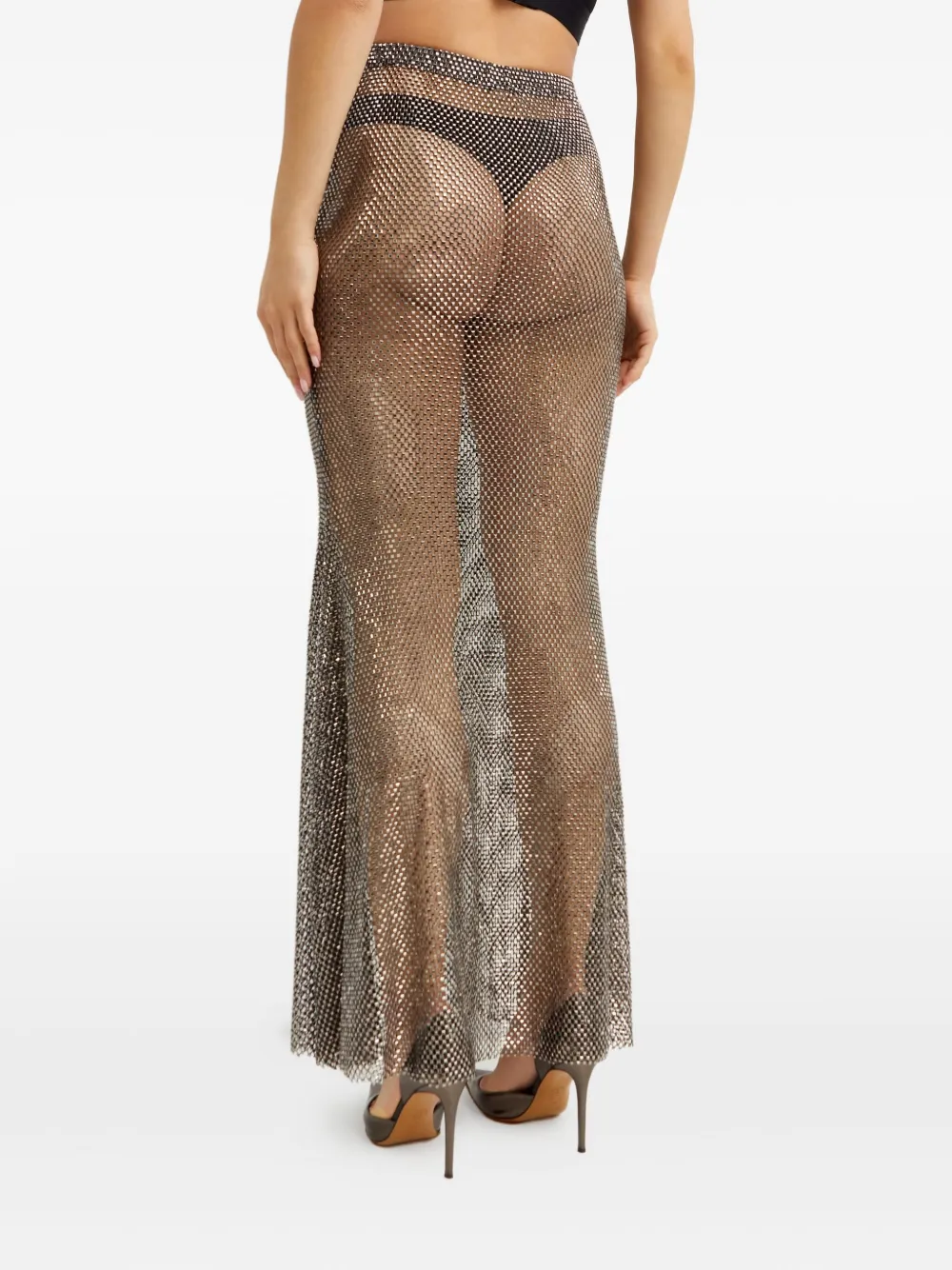 Santa Brands Mesh maxi-rok met kristallen Zilver