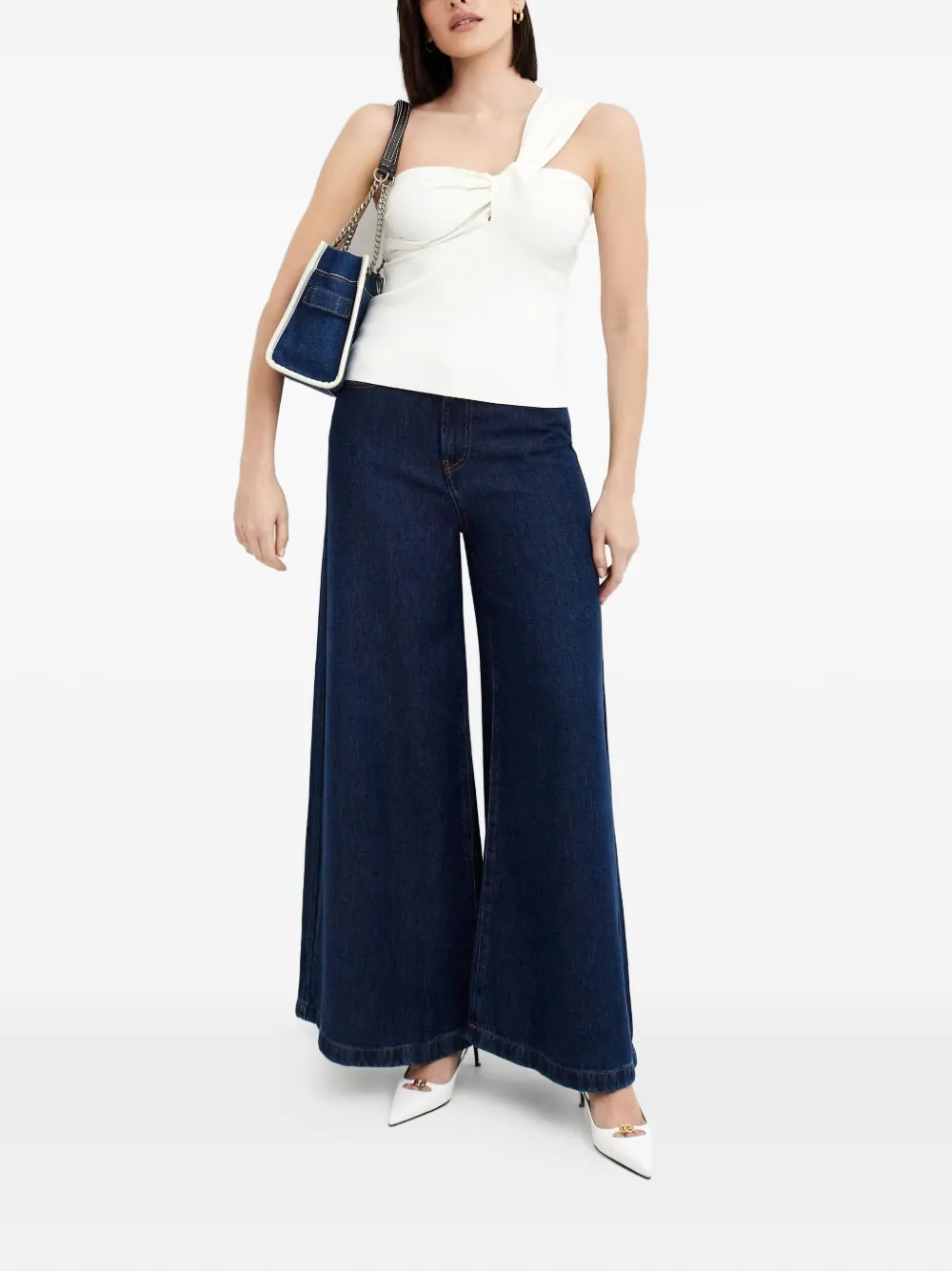 P.A.R.O.S.H. knot-detail one-shoulder blouse - Wit