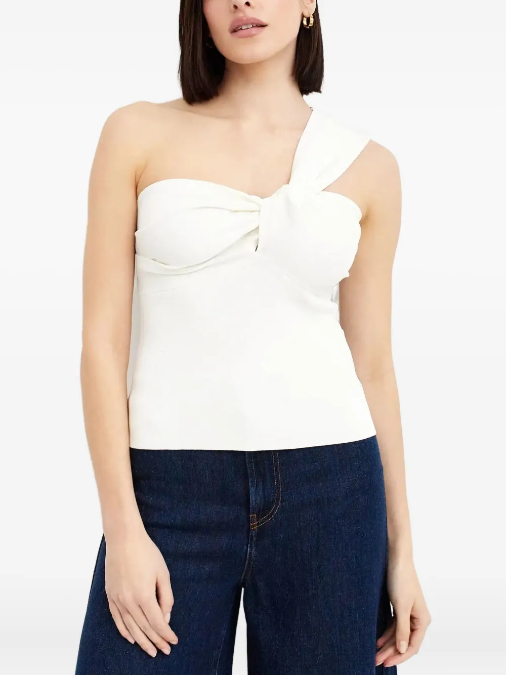 P.a.r.o.s.h Knot-detail One-shoulder Blouse In White