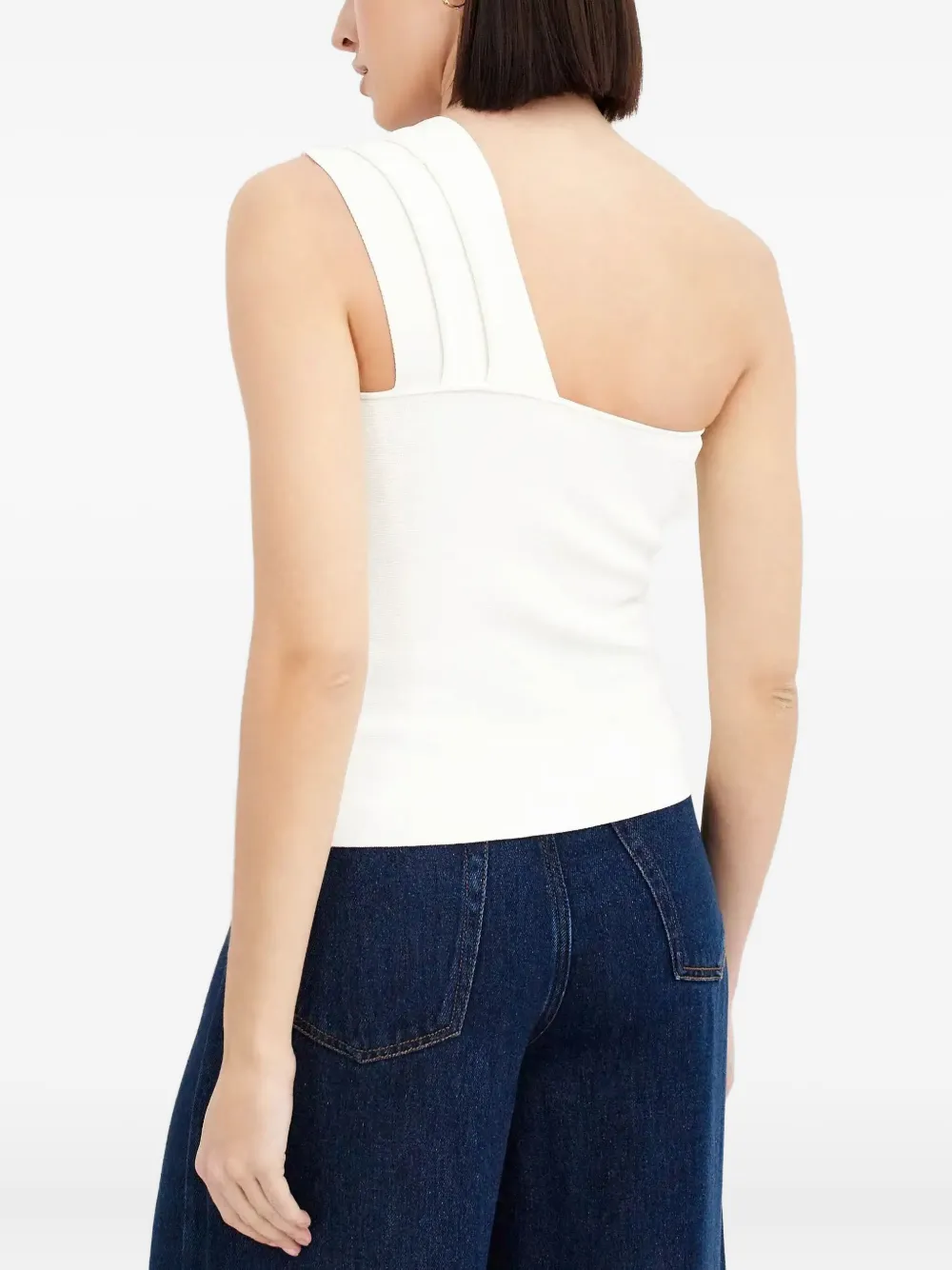 P.a.r.o.s.h Knot-detail One-shoulder Blouse In White