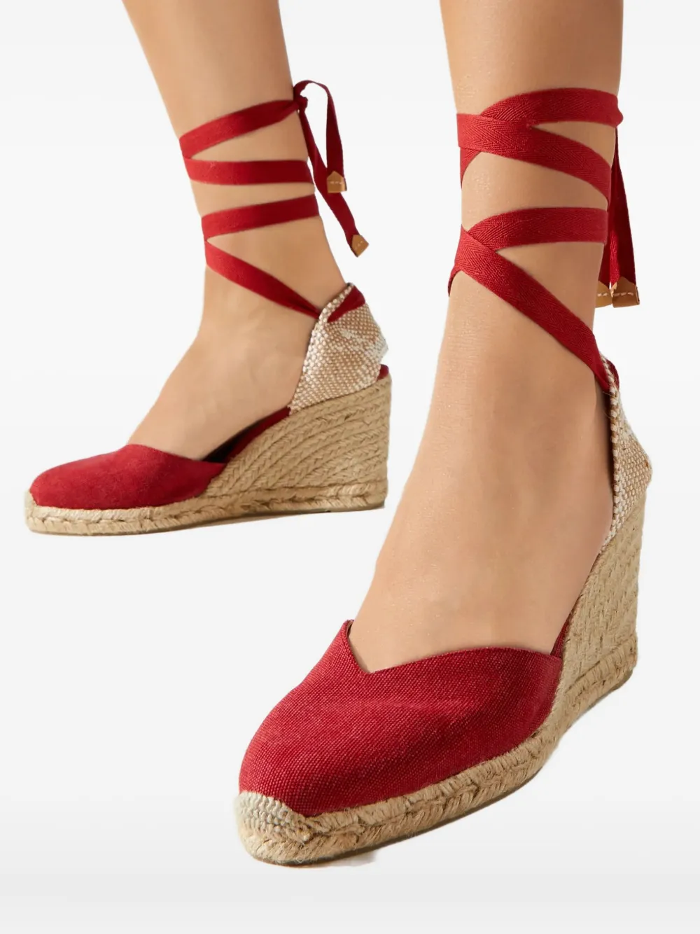 Castaã±er 90mm Chiara Wedge Espadrille In Red