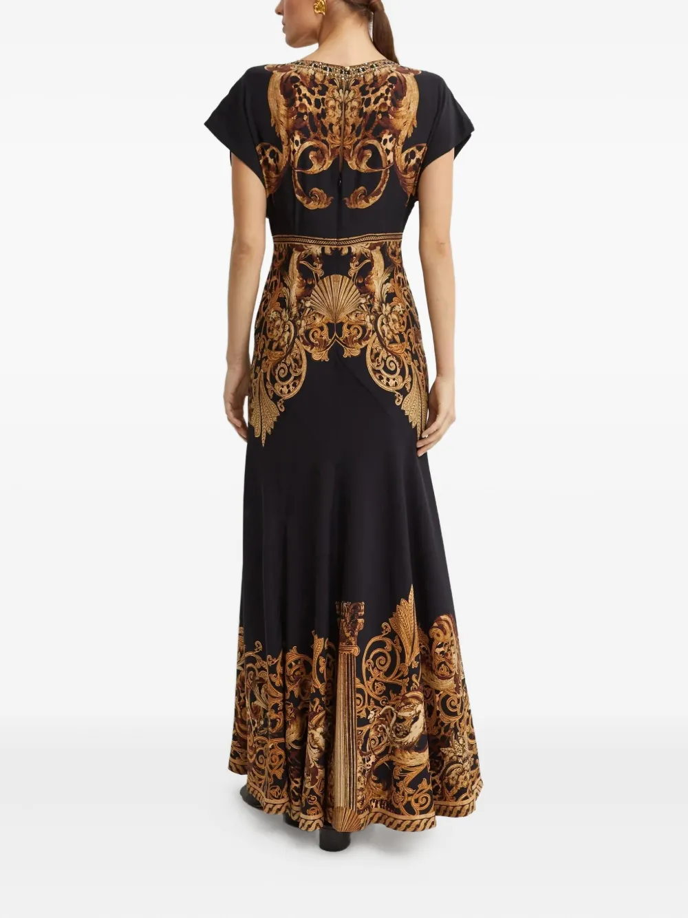 Camilla Maxi-jurk met V-hals Zwart