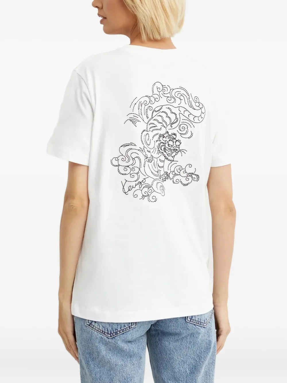 Kenzo T-shirt met geborduurde tijger Wit