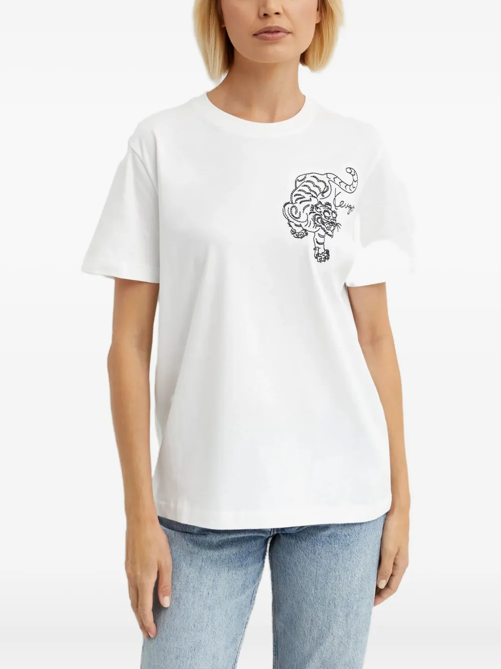 Kenzo T-shirt met geborduurde tijger Wit