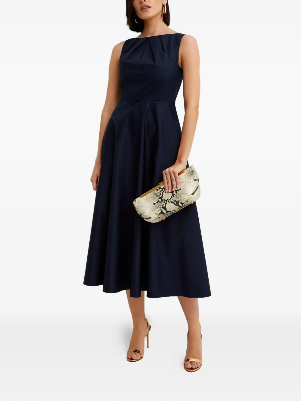Roland Mouret Boat-neck Midi Dress In Blue