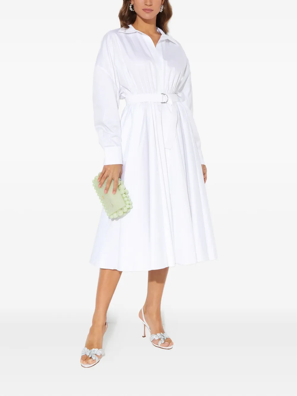 Norma Kamali belted-detail midi shirt dress - Wit