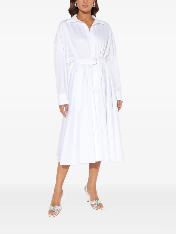 norma kamali belted midi dress Norma Kamali Belted-detail Midi Shirt Dress