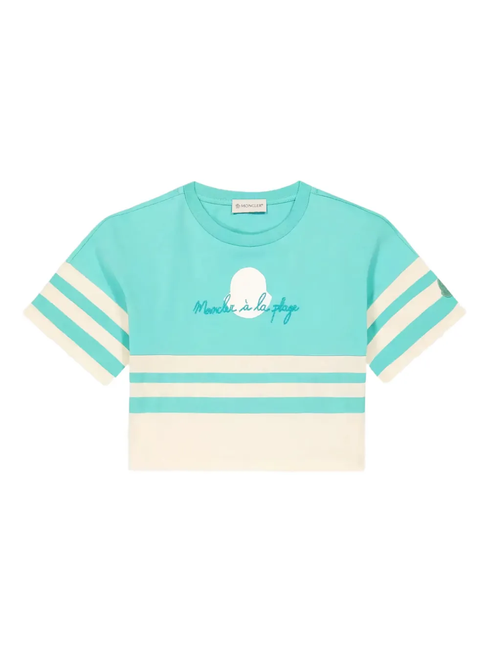 Moncler Enfant T-shirt met logostreep Blauw