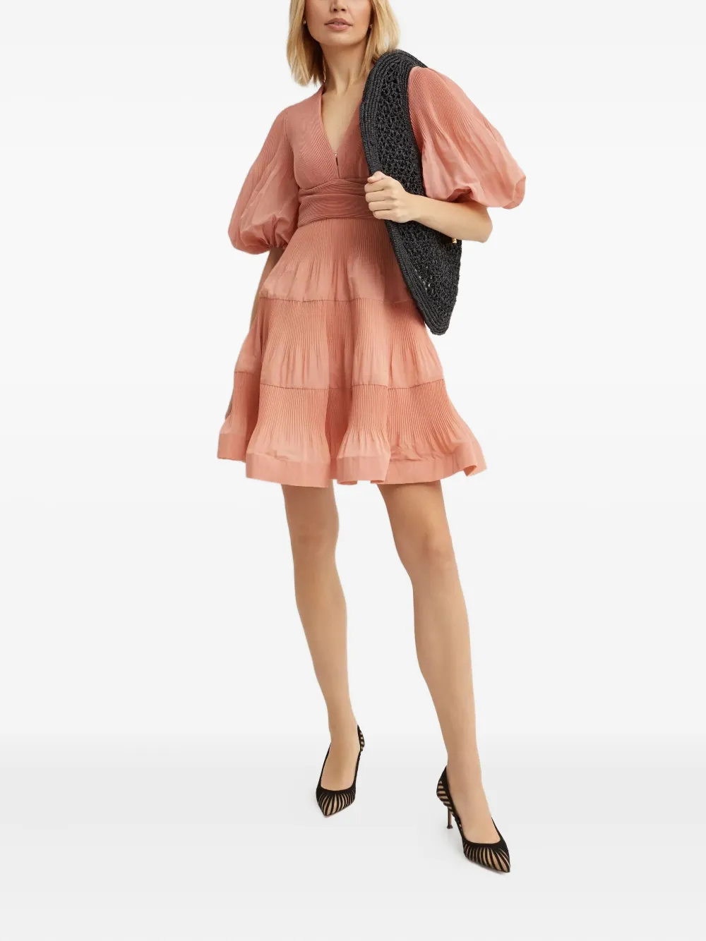 ZIMMERMANN puff-sleeved pleated dress - Oranje