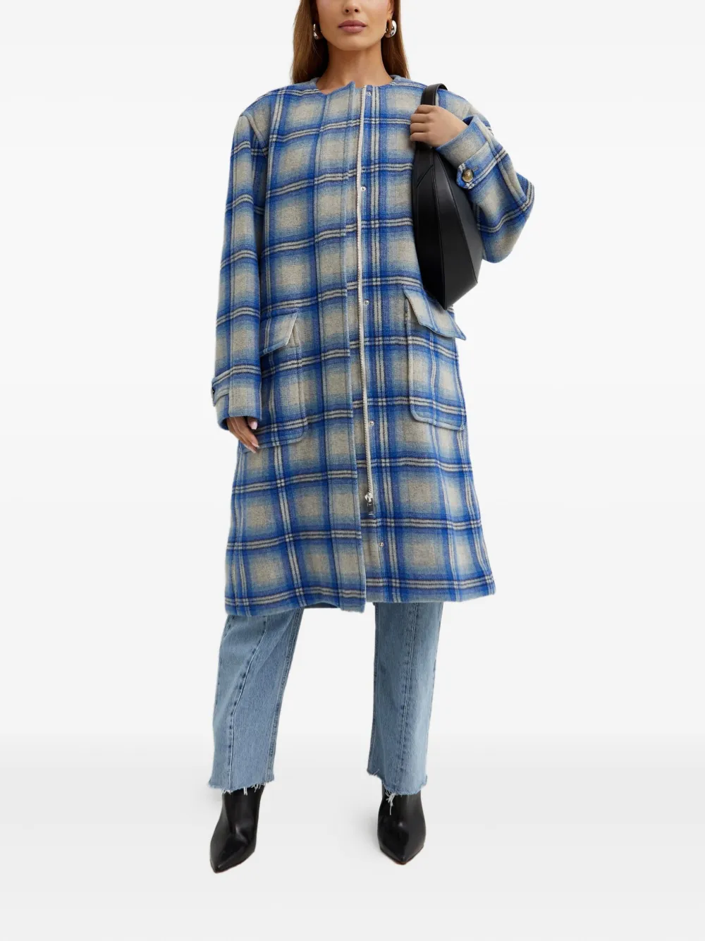 ISABEL MARANT plaid-pattern wool coat - Blauw