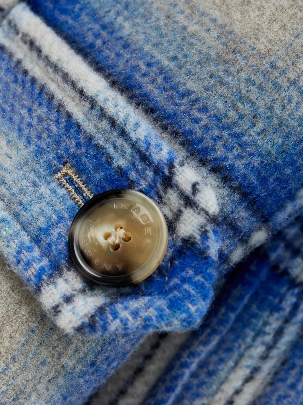 Isabel Marant Plaid-pattern Wool Coat In Blue