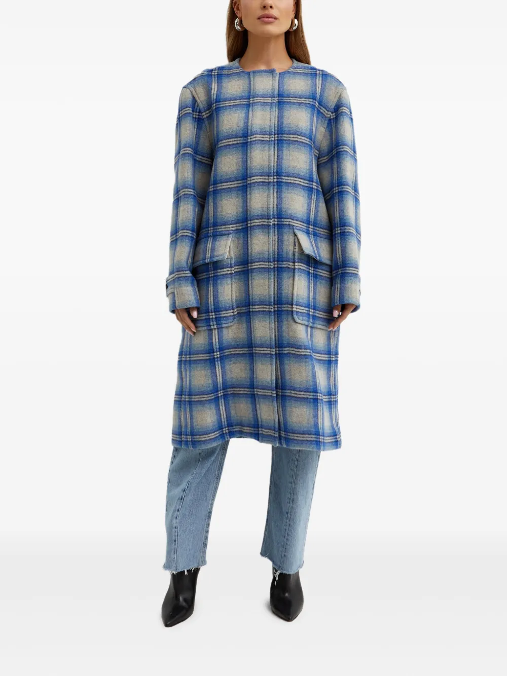 ISABEL MARANT Geruite jas Blauw