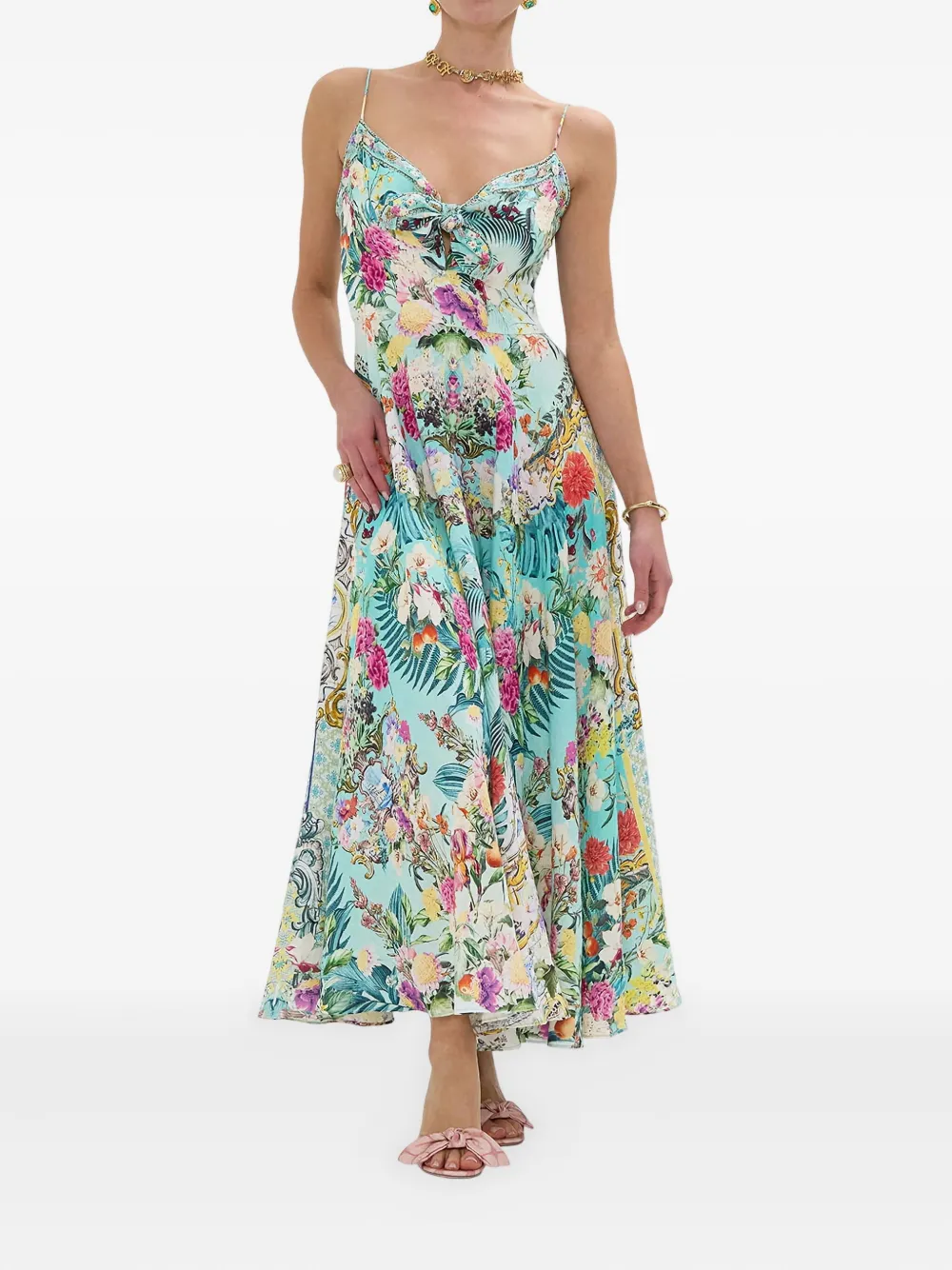 Camilla Maxi-jurk met bloemenprint - Blauw