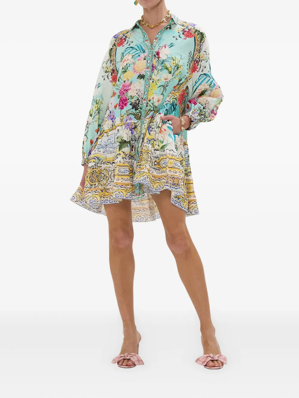 Camilla Mini-jurk met bloemenprint - Blauw