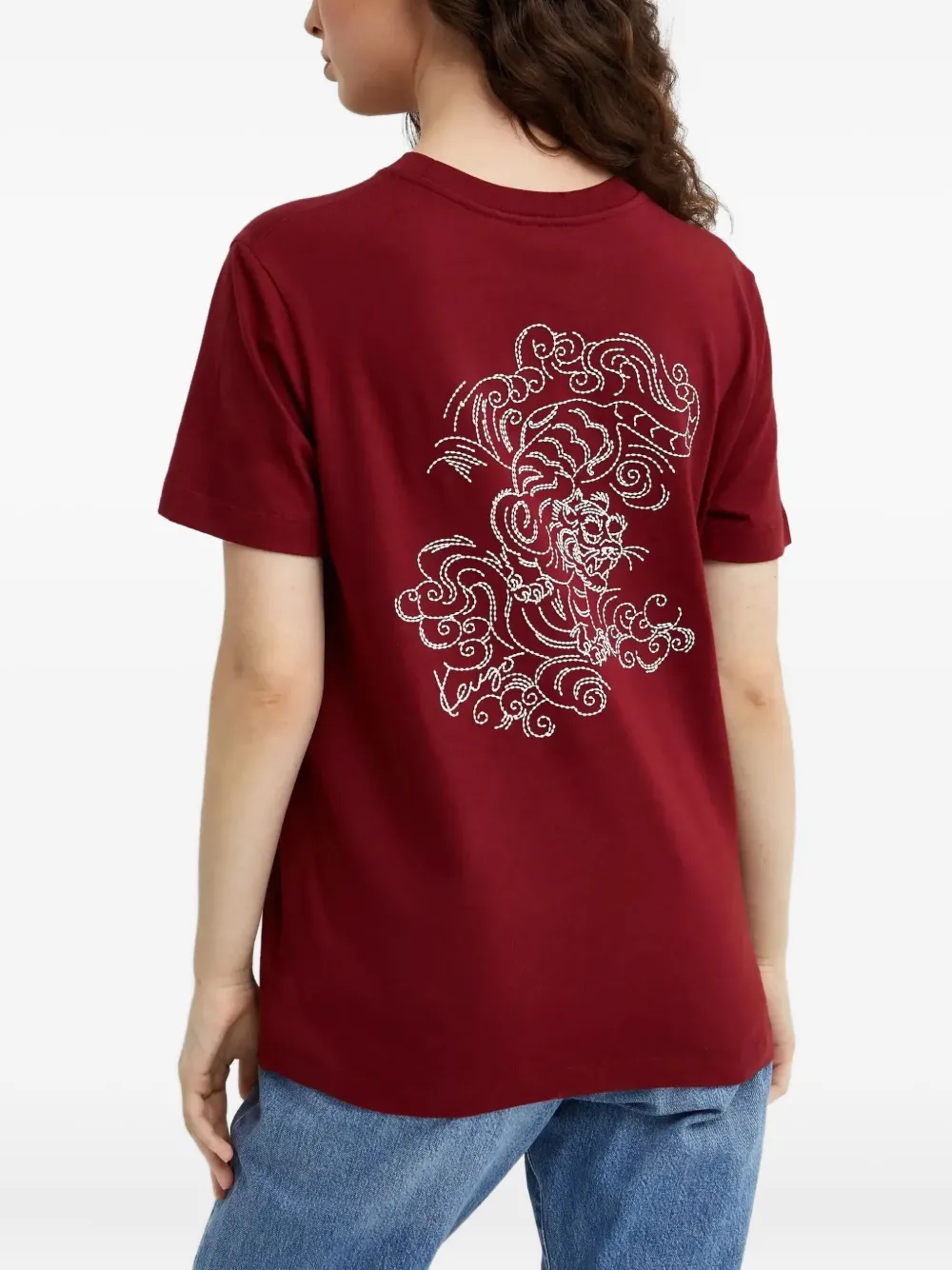 Kenzo T-shirt met geborduurde tijger Rood