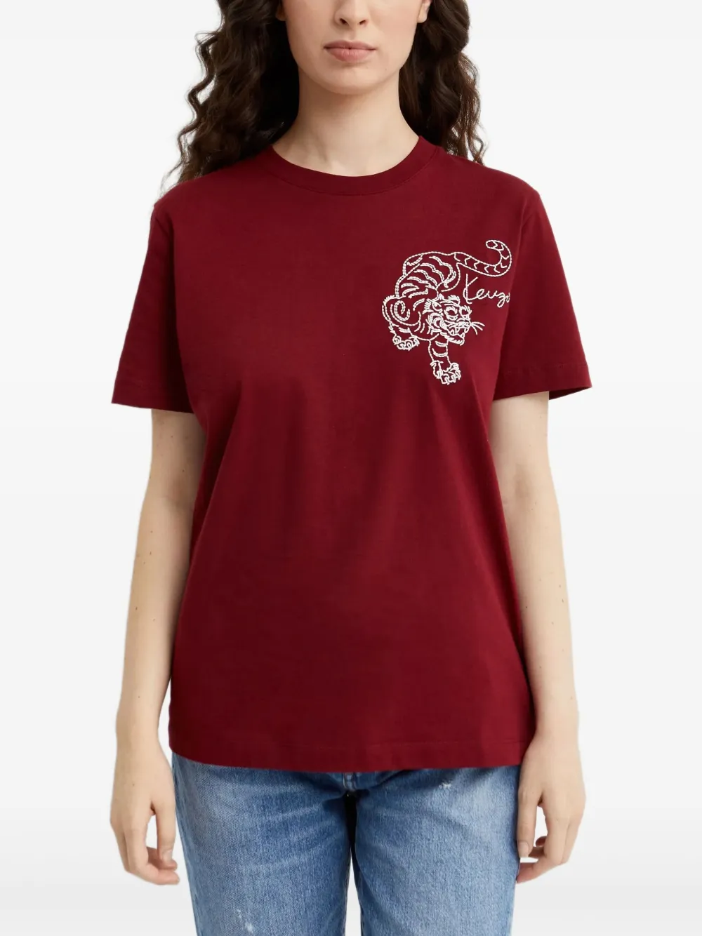 Kenzo T-shirt met geborduurde tijger Rood