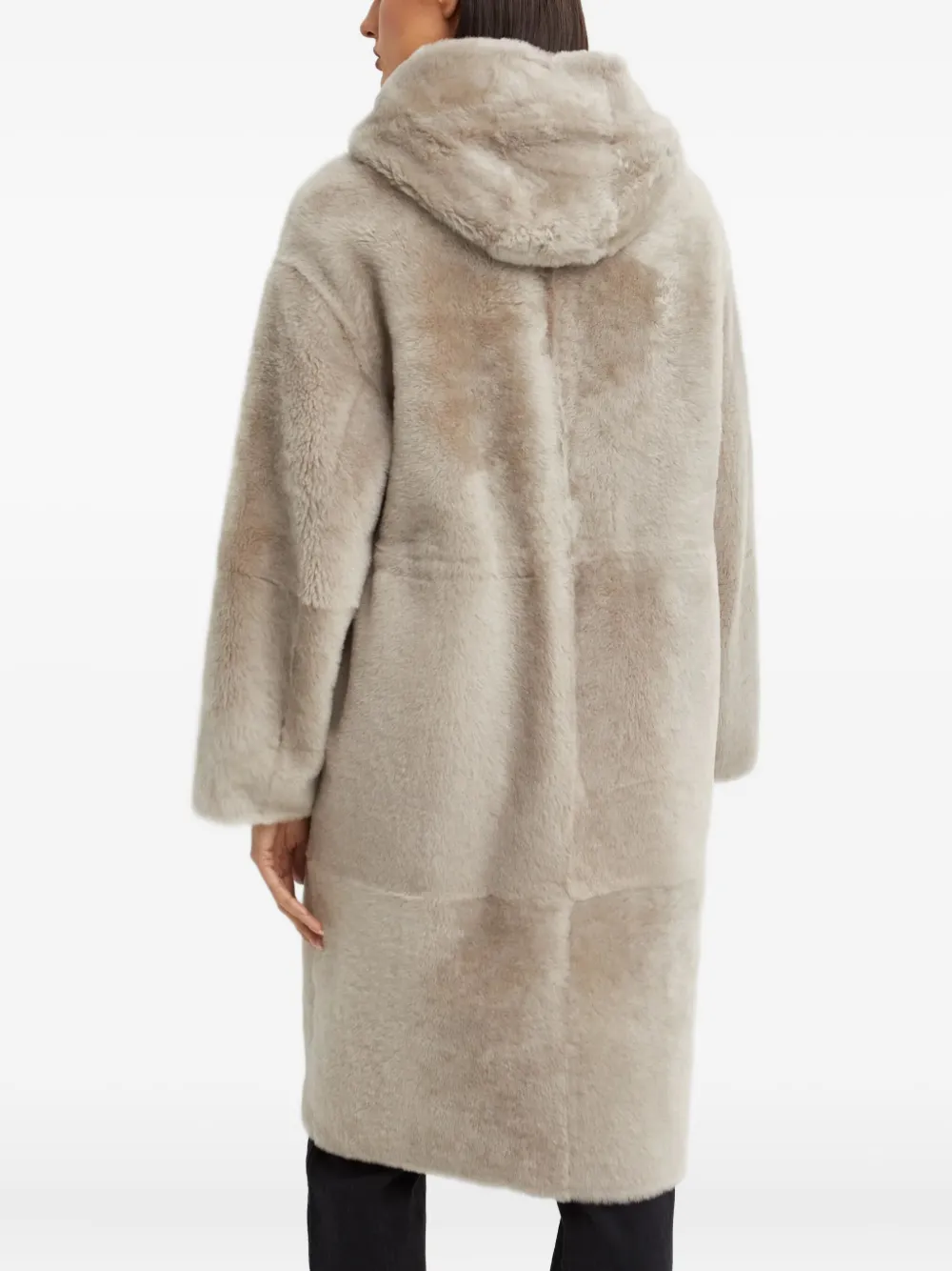 Yves Salomon Hooded Single-breasted Coat In Brown