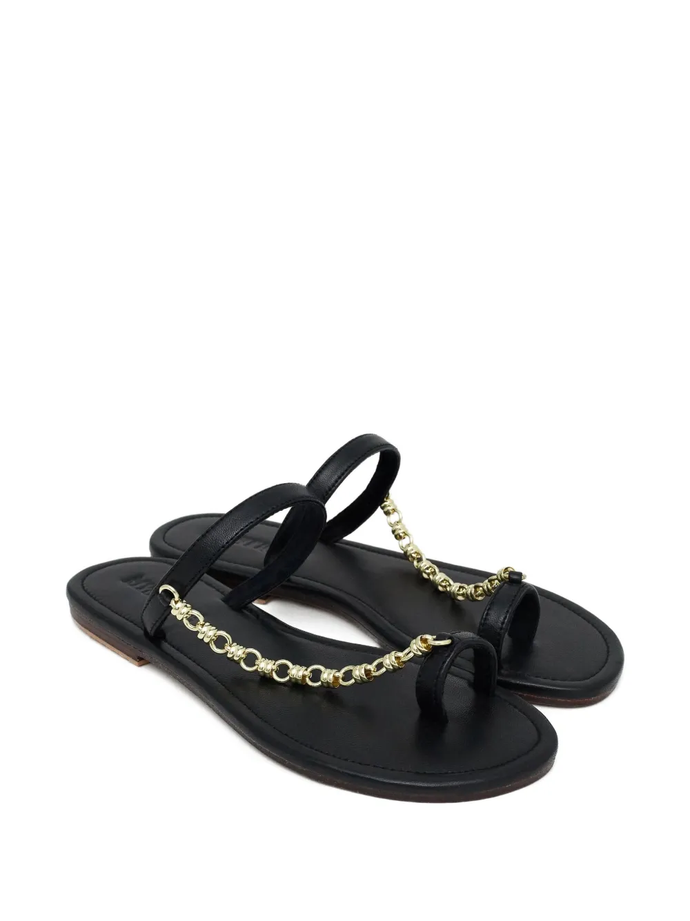  Mystique Chain-detail Leather Sandals - Black 