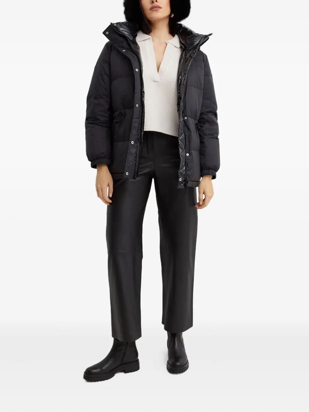 Yves Salomon Detachable-hood Puffer Coat In Black