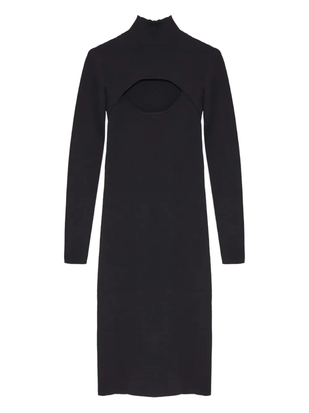 Yves Salomon Cut-out High-neck Midi Dress In Black