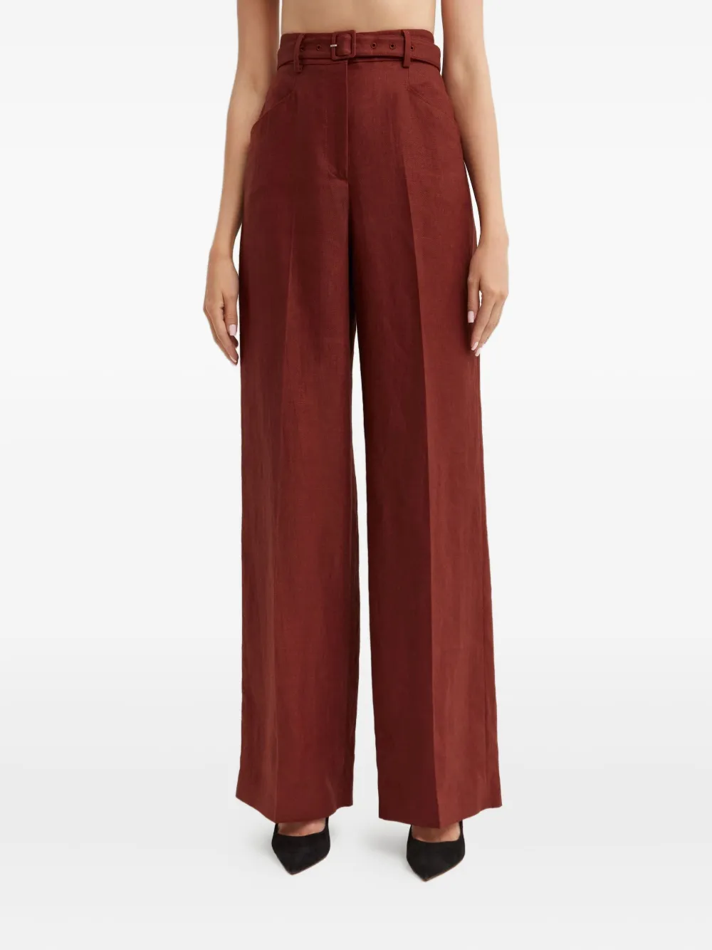 Gabriela Hearst Norman Belted-waist Trousers In Brown