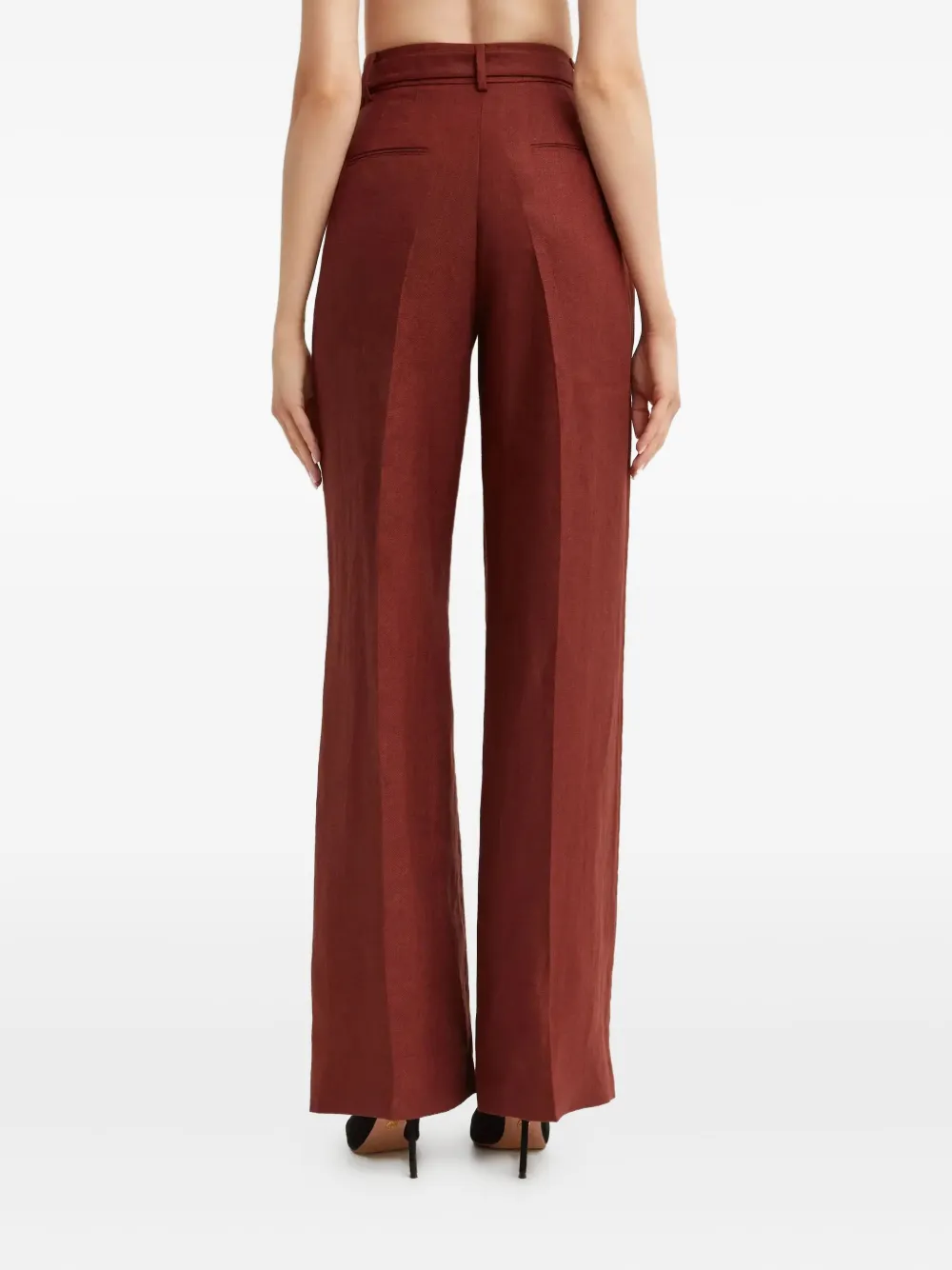 Gabriela Hearst Norman Belted-waist Trousers In Brown
