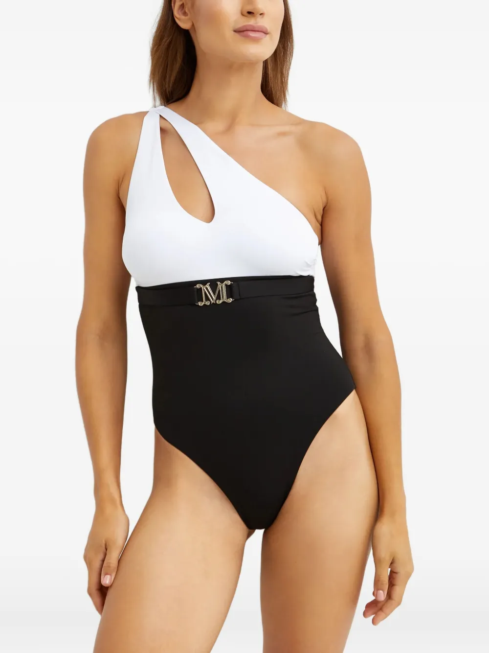 Max Mara Carlotta One-shoulder Swimsuit In Black