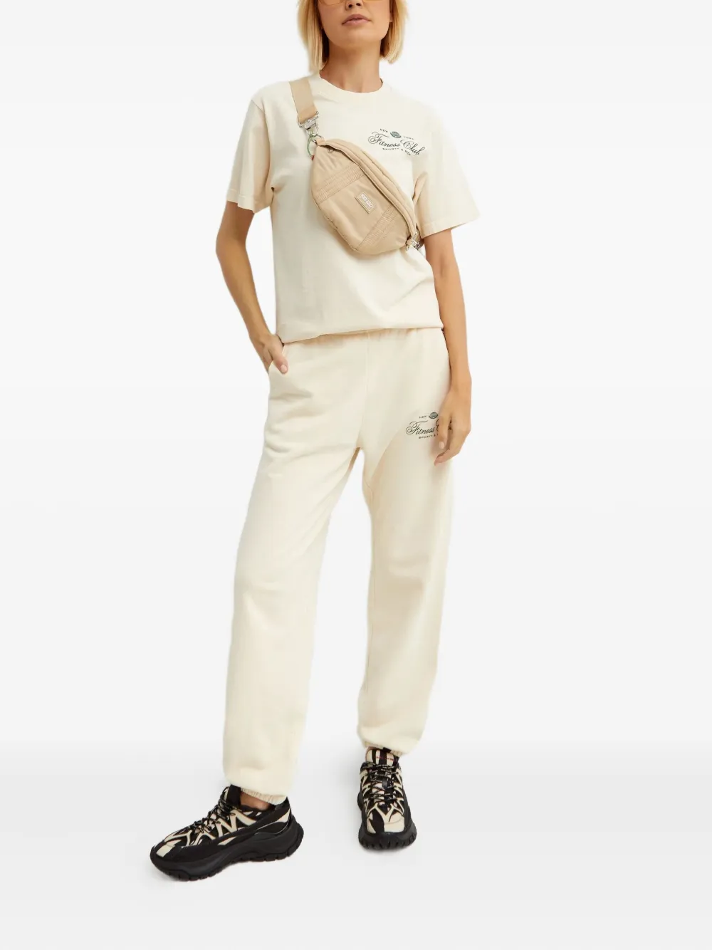 Sporty And Rich Drawstring Logo Trousers In Neutral