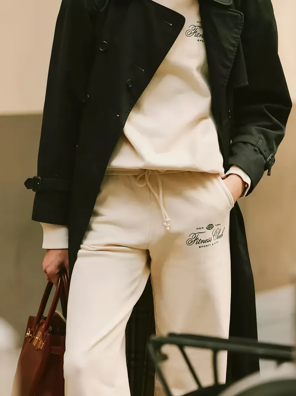 Sporty And Rich Drawstring Logo Trousers In Neutral