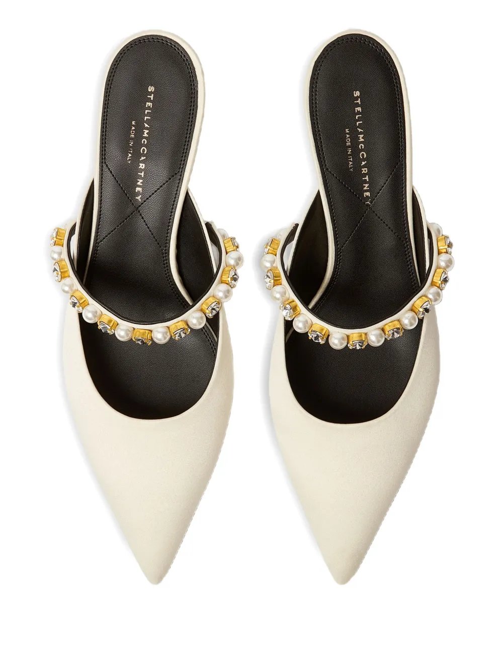 Stella McCartney Sandalen verfraaid met parels en hak Beige